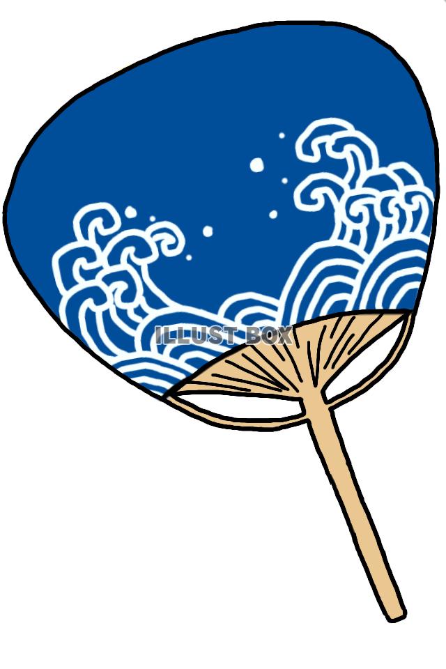 波の柄のうちわ　透過PNG