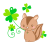 四つ葉のクローバーとシマリスのイラストカット