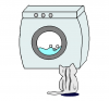 ねこまる・・・洗濯機に興味を持つ【透過】PNG