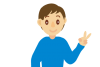 ピースサインの男性のイラスト