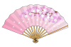 扇子のイラスト　(桜)　(透過PNG)