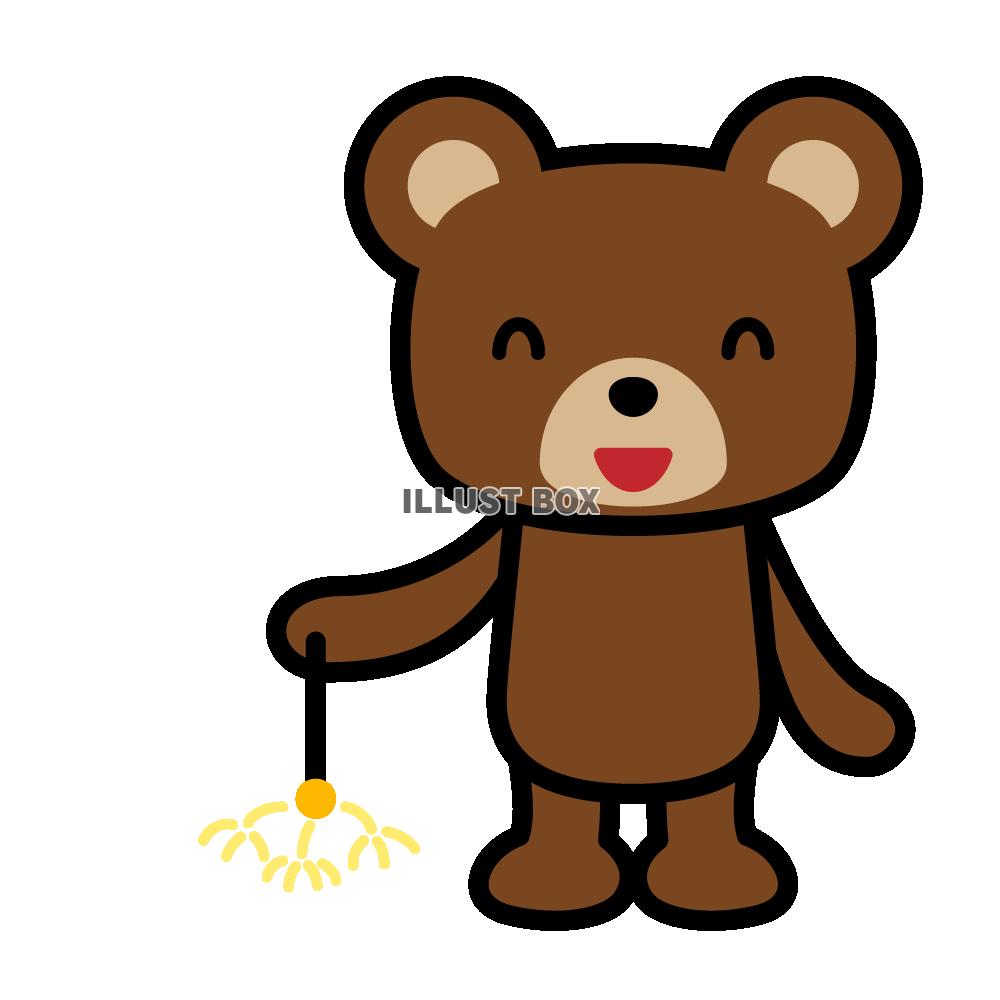 花火をするクマのイラスト3　(透過PNG)