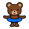 浮き輪を持ったクマ1　(透過PNG)
