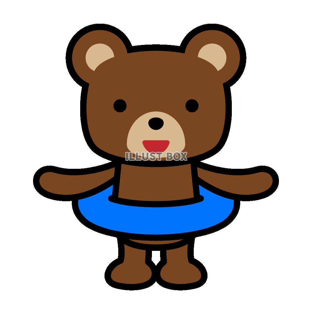 浮き輪を持ったクマ1　(透過PNG)