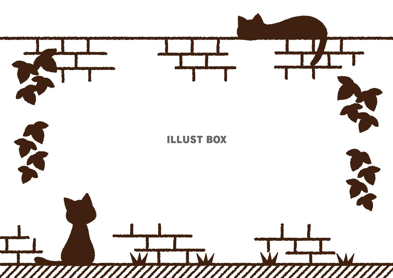 猫とレンガの塀のフレーム