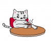 ねこまる・・・コーヒーを飲む【透過】PNG