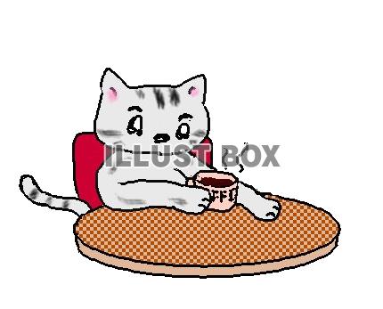 ねこまる・・・コーヒーを飲む【透過】PNG