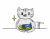 ねこまる・・・イワシを食べる【透過】PNG
