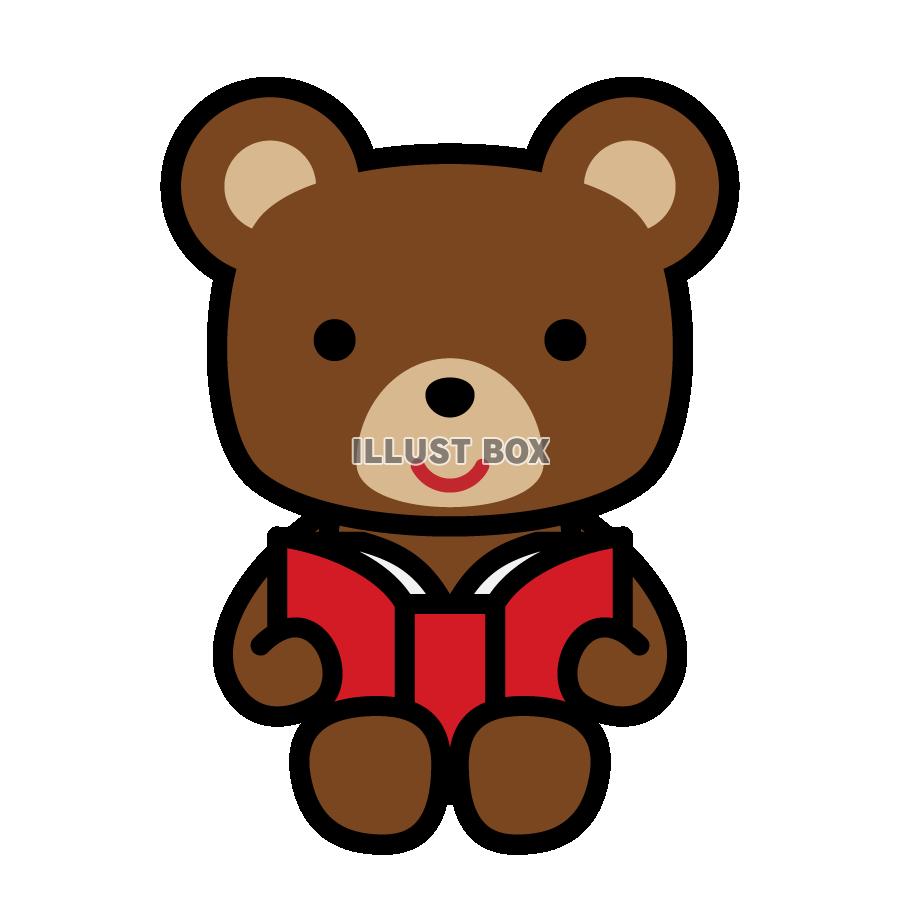 本を読んでいるクマ1　(透過PNG)