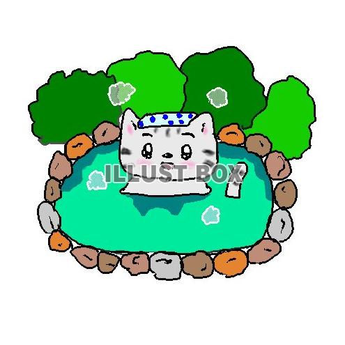 ねこまる・・・温泉(銭湯）に入る【透過】PNG