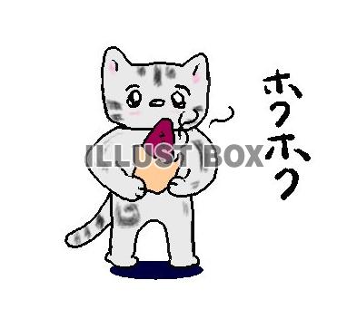 ねこまる・・・焼き芋を買う【透過】PNG