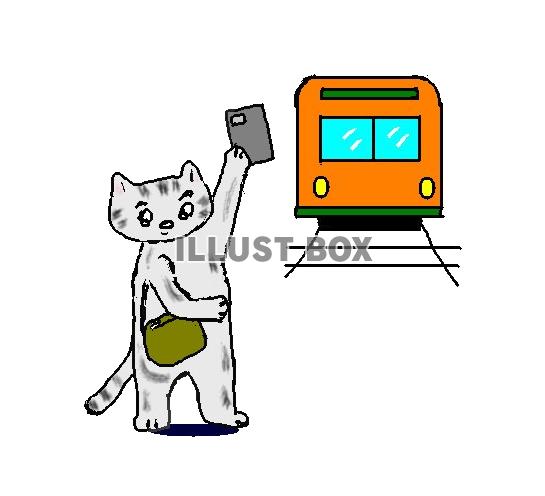 ねこまる・・・鉄道ファンになる【透過】PNG