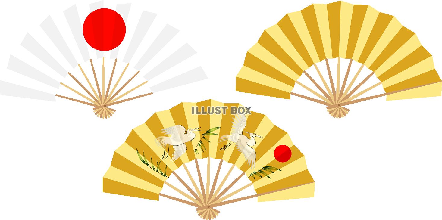 和風・扇子アイコンセット（日の丸・鶴柄）