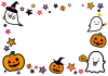 ハロウィン　おばけとジャックランタンのかわいいフレーム【透過PNG】