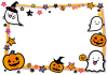 ハロウィン　おばけとジャックランタンのかわいいフレーム2【透過PNG】