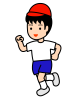 走る男の子（赤組）　(透過PNG)
