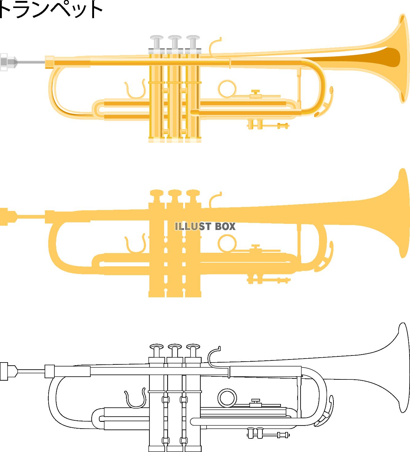 楽器 吹奏楽 音楽 線画 シルエット イラスト無料