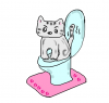 ねこまる・・・洋式トイレを使う【透過】PNG