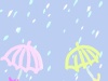 ２つの傘と雨