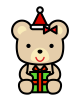 プレゼントを持っているクマのイラスト2　(透過PNG)