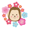 年賀状　申と梅の花のイラスト【透過PNG】