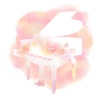 花と白いピアノ