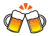 ビールの乾杯イラスト　透過png