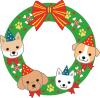 犬のクリスマスリース