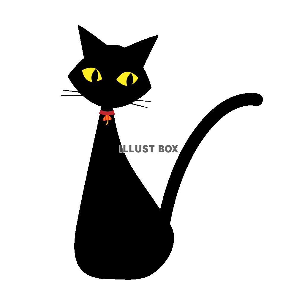 無料イラスト 黒猫 きのこの首輪赤