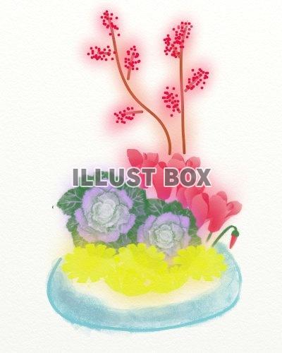 無料イラスト 冬の花の生け花