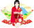 お正月用晴れ着の女性(pngのみ）