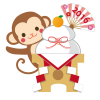 鏡餅とお猿さんのイラスト【透過PNG】