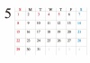 【カレンダー】シンプル　ビジネス向け　カレンダー　　5月　