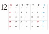 【カレンダー】シンプル　ビジネス向け　カレンダー　12月　