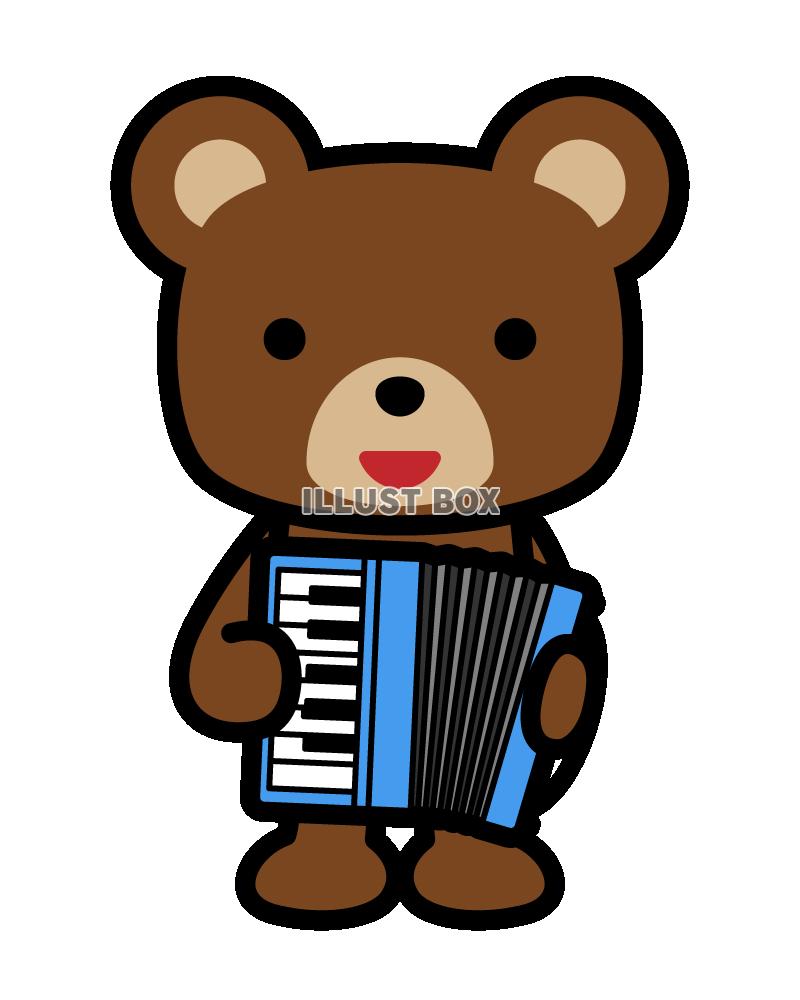 アコーディオンを演奏しているクマ1　(透過PNG)