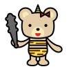 鬼のコスプレをするクマ2　(透過PNG)