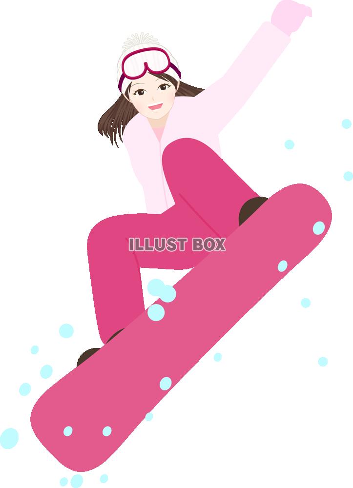 スノボーでジャンプする女性(png・CSeps）