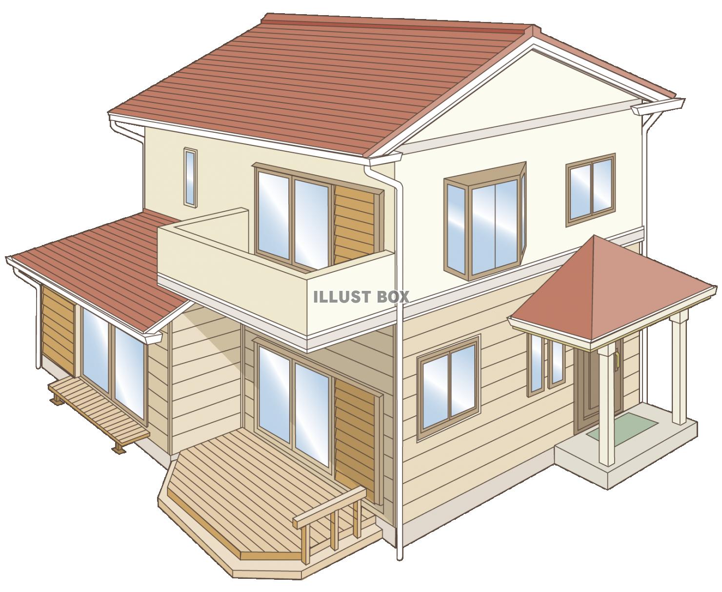 無料イラスト 斜め上からの家 住宅