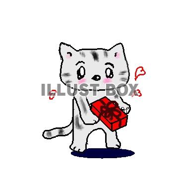 ねこまる・・・チョコをあげる【透過】PNG