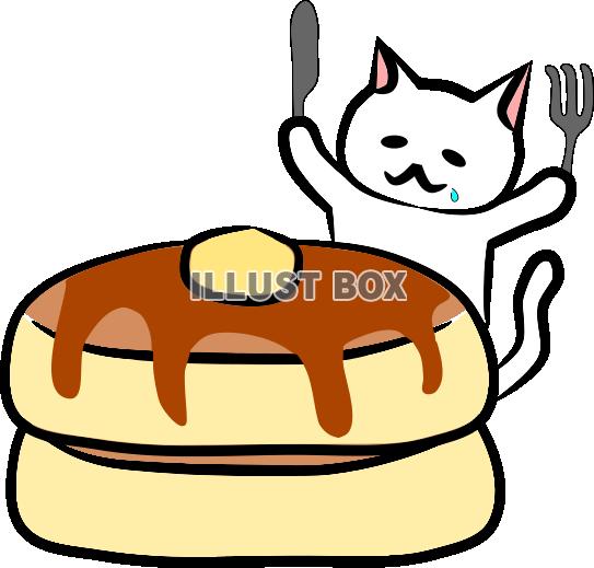 にゃんことホットケーキ【PNG透過】