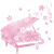 桜柄ピアノイラスト【透過PNG】　音符　ト音記号