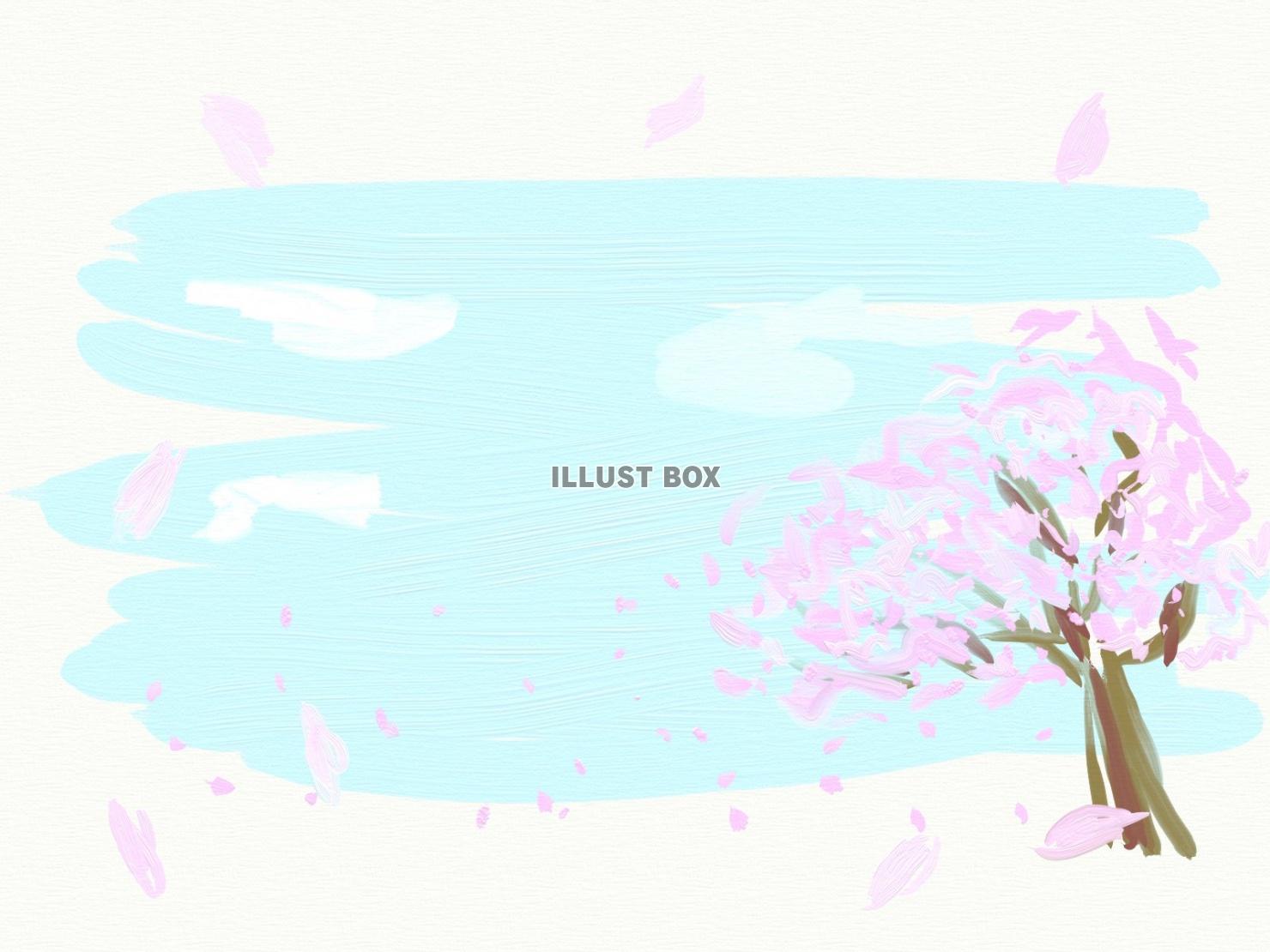 水彩風 桜の木のフレーム：イラスト無料