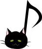 音符にゃんこ。黒猫【PNG】