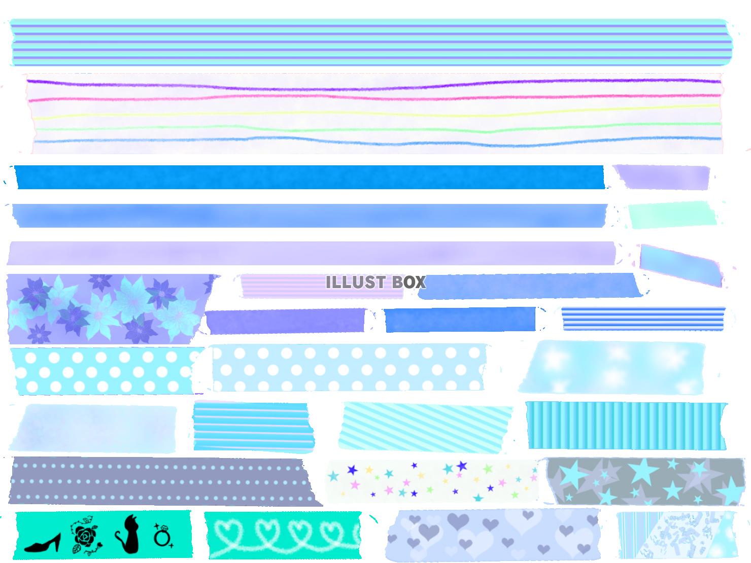 マスキングテープ詰め合わせ＿ブルー系