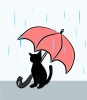 黒ネコさんと雨傘