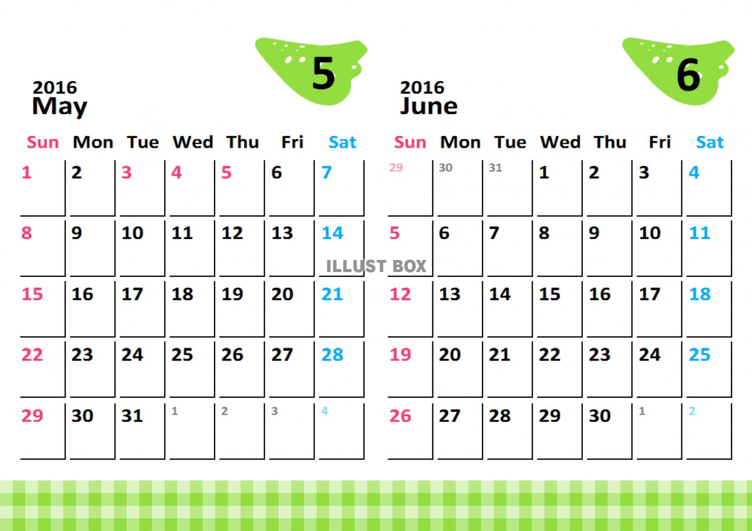 オカリナカレンダー　2016年5・6月分