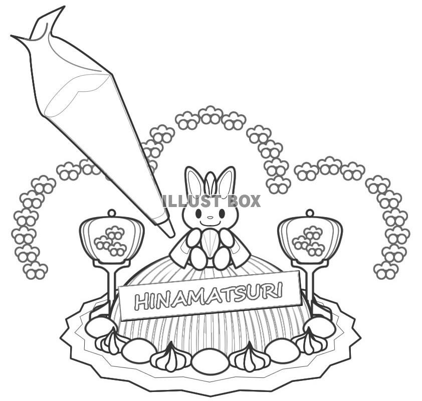 うさぎのおだいりさまケーキぬりえ・jpeg画像