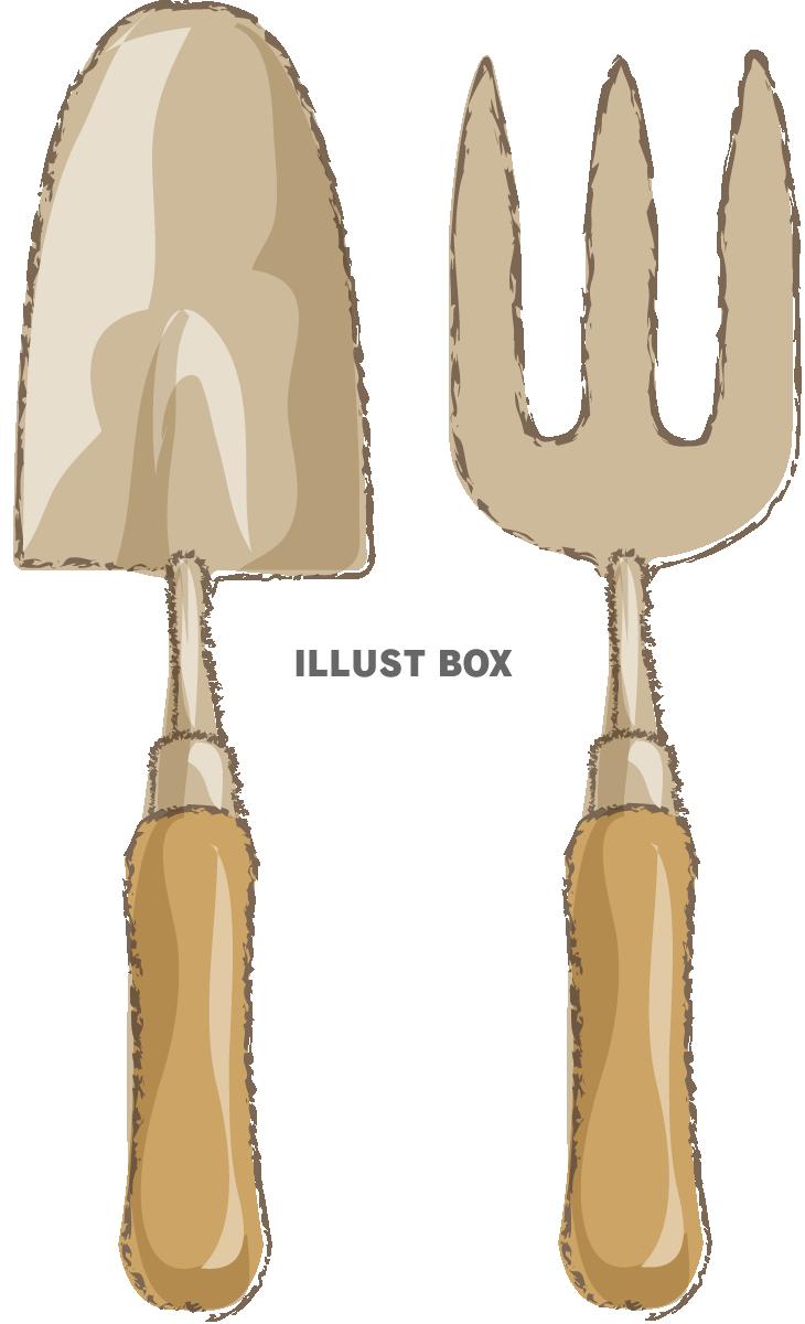 無料イラスト スコップとフォーク