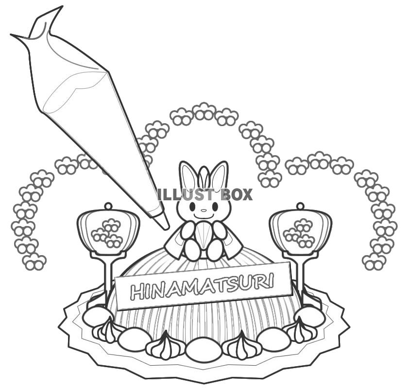 うさぎのおだいりさまケーキぬりえ・透過png画像