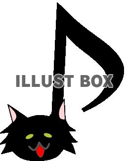 音符にゃんこ。モフモフの黒猫【PNG】